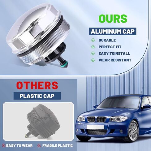 Upgrad Aluminium Oil Filter Housing Cover Cap compatible with BMW N52 N20 N54 N55 125i 320i 325i 328i 330i X5 X3 525i 528i 530i 740i and More Replace 11427525334 in Saudi Arabia