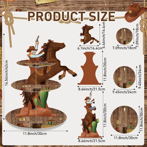 Zopeal Western Cowboy Cupcake Stand Party Decorations Western Theme Birthday Cupcake Holder Cowboy Theme Cake Holder Cowboy Birthday Dessert Stand for Wild West Baby Shower Birthday Party Supplies in Saudi Arabia