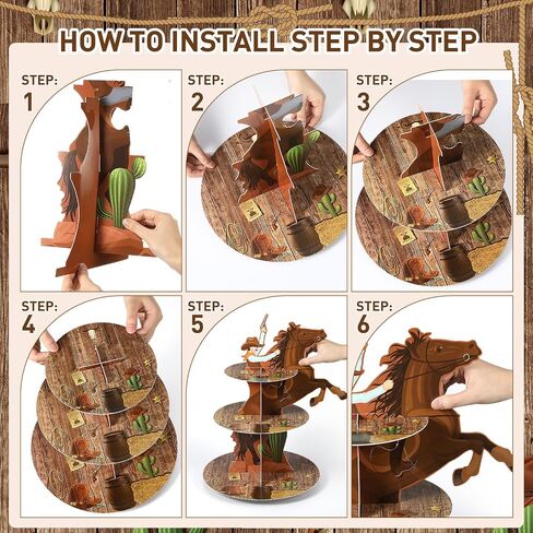 Zopeal Western Cowboy Cupcake Stand Party Decorations Western Theme Birthday Cupcake Holder Cowboy Theme Cake Holder Cowboy Birthday Dessert Stand for Wild West Baby Shower Birthday Party Supplies in Saudi Arabia