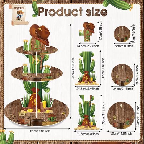Zopeal Western Cowboy Cupcake Stand Party Decorations Western Theme Birthday Cupcake Holder Cowboy Theme Cake Holder Cowboy Birthday Dessert Stand for Wild West Baby Shower Birthday Party Supplies in Saudi Arabia