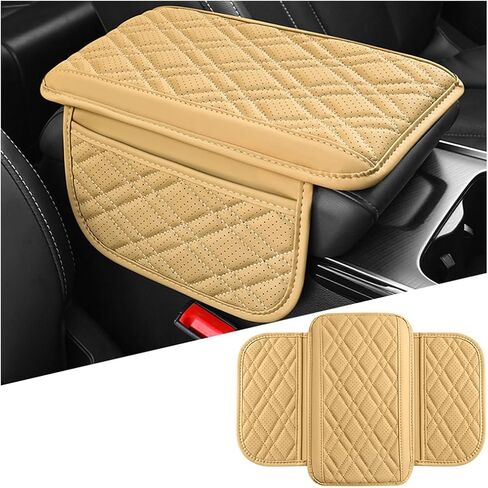 Mandark Car Center Console Cover, 2PCS Leather Vehicle Arm Rest Cushion with 2 Storage Bags, Automotive Armrest Interior Seat Box Pad Accessories, Universal for SUV, Sedan, Truck (Black) in Saudi Arabia