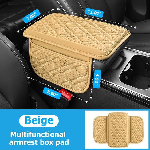 Mandark Car Center Console Cover, 2PCS Leather Vehicle Arm Rest Cushion with 2 Storage Bags, Automotive Armrest Interior Seat Box Pad Accessories, Universal for SUV, Sedan, Truck (Black) in Saudi Arabia
