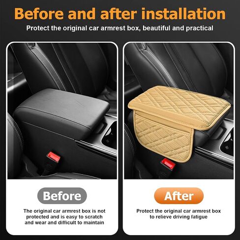 Mandark Car Center Console Cover, 2PCS Leather Vehicle Arm Rest Cushion with 2 Storage Bags, Automotive Armrest Interior Seat Box Pad Accessories, Universal for SUV, Sedan, Truck (Black) in Saudi Arabia