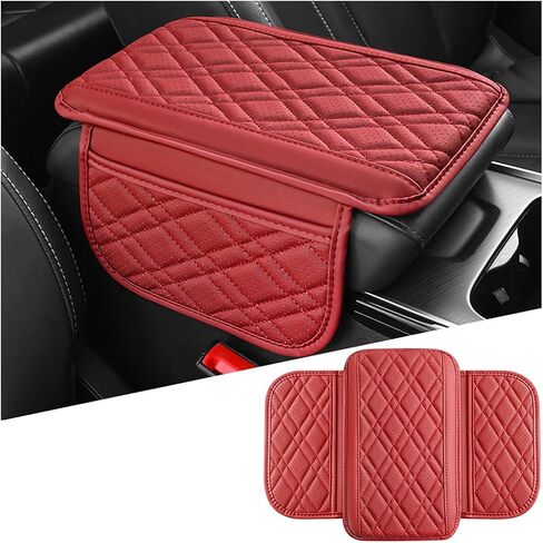 Mandark Car Center Console Cover, 2PCS Leather Vehicle Arm Rest Cushion with 2 Storage Bags, Automotive Armrest Interior Seat Box Pad Accessories, Universal for SUV, Sedan, Truck (Black) in Saudi Arabia