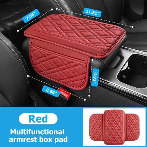Mandark Car Center Console Cover, 2PCS Leather Vehicle Arm Rest Cushion with 2 Storage Bags, Automotive Armrest Interior Seat Box Pad Accessories, Universal for SUV, Sedan, Truck (Black) in Saudi Arabia