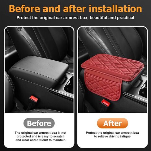 Mandark Car Center Console Cover, 2PCS Leather Vehicle Arm Rest Cushion with 2 Storage Bags, Automotive Armrest Interior Seat Box Pad Accessories, Universal for SUV, Sedan, Truck (Black) in Saudi Arabia
