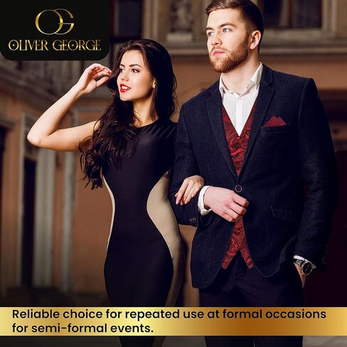 أوليفر جورج مينس 3pc بدلة صدرية رسمية فستان فستان الأزهار بيزلي ونيكتي جيب مربع مجموعة الزفاف in Kuwait