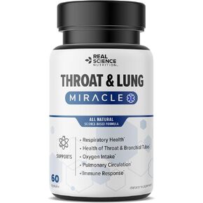 Throat & Lung Miracle for Adults - Natural Support for Low Oxygen Cough, Wheezing, Shortness of Breath, and Sore Throat Relief