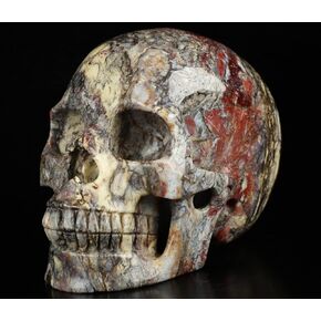 Skullis 5.0" Red Pietersite Crystal Skull, Hand Carved Gemstone Fine Art Sculpture, Reiki Healing Stone Statue.2337