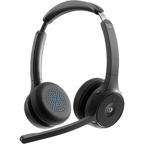Cisco Headset 722, Wireless Dual On-Ear Bluetooth Headset with Webex Button, USB-A HD Bluetooth Adapter, Soft Case, Carbon Black, 1-Year Limited Liability Warranty (HS-WL-722-BUNA-C)