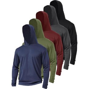 5 Pack Sun Protection Hoodie for Men UV Long Sleeve Shirts Quick Dry Lightweight Work Athletic Summer Pullover Sweatshirt