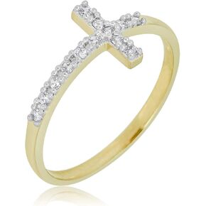 Avora 10K الذهب الأصفر محاكاة الماس CZ CZ Sideway Ring