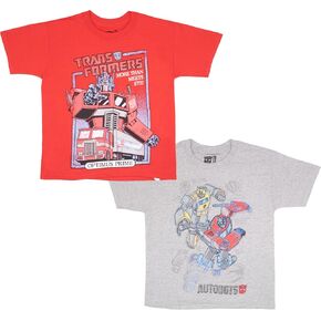 Transformers Boy's Graphic Print T-Shirt 2-Pack - Short Sleeve Tees Bundle for Kids