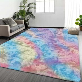MOONLIGHT20015 White 4x6 Washable Area Rugs for Living Room – Soft Shag Carpet, Non-Slip Indoor Floor Rug for Nursery, Kids, Girls and Boys Bedroom – Modern Aesthetic Durable Home Décor