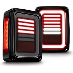 TRUE MODS LED Rear Tail Light Replacement for Jeep Wrangler 2007-2018 [Line & Halo Design] [Smoke Lens] [Plug n Play] - Brake Tail Light Compatible with Jeep Wrangler JK JKU Unlimited Accessories