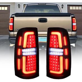 a Pair LED Tail Lights Brake Turn to Reverse Lamp, Apply to 1999-2002 Chevy Silverado 1500/1500 HD/ 2500/2500 HD, 2001-2003 Chevy Silverado 3500, 1999-2003 GMC Sierra 1500/2500/3500