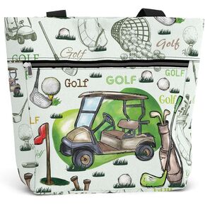84hoods Large Tote Bag for Women for Work. Gift for Golfers, Golf Players. Waterproof Bag with Pockets and Zipper.