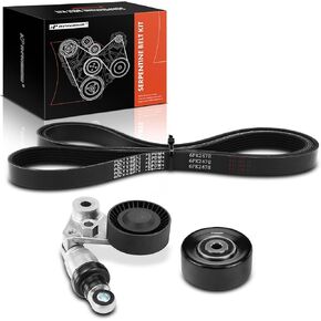 A -Premium Engine Serpentine Belt Drive Kit متوافق مع Cars Hyundai & Kia - Sonata 2006-2010 ، Sorento ، Santa Fe ، Santa Fe XL ، Sedona ، Azera ، Veracruz ، Borrego ، Amanti - 3.3L 3.5L 3.8L