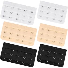 6 Pack Bra Extenders for Women, 3-Row & 4-Hook Adjustable Back Band Extender, Stainless Steel & Cotton Comfortable Bra Extension for Plus Size, Pregnancy, Sports