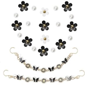 Daisy Flower Chains Charm for Women, Cute Flower Shoe Charms for Clog Sandals, Bling Butterfly Shoe Chains for Girls, Party Favor