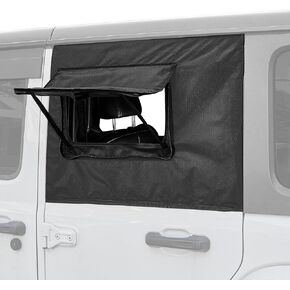 JOYTUTUS Rear Wrangler Side Window Sun Shade Rain Cover Camping Window Insect Mesh Screens Compatible with 2007-2024 Wrangler JK JL 4 Doors Gladiator JT, Car Window Covers for Privacy Blackout 2 Pcs