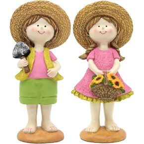 Spring Fairy Garden Decor, Resin Summer Sunflower Garden Statue Set - H9inch Figurines for Indoor & Outdoor Display, Summer Decorations for Home, Yard, Patio Decor
