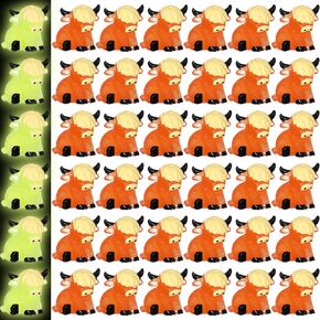 Suzile 36 Pcs Luminous Mini Highland Cow Figurine Cute Highland Cow Statues Decor Handmade Tiny Resin Animal Sculpture Ornament for Decorations Home Bathroom Kitchen Garden Office Desk