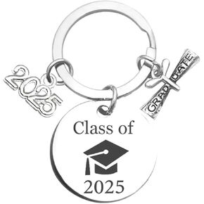 Graduation Keychain Unique Class of 2025 Key Chains Stainless Steel Keyring Funny Grad Student Gifts from Teacher
