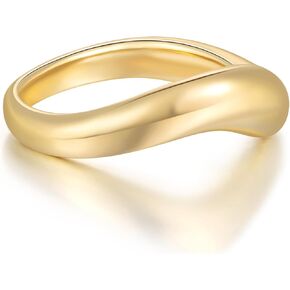 خاتم الذهب Fenimi 14k للنساء حلقات الذهب مكتنزة منحنية للنساء المجوهرات البسيطة ولكن الأنيقة لحفلات الزفاف المتاحة الأحجام 5-9 (7)