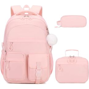 3PCS Girls Backpack for School, Kids Backpack for Girls with Lunch Bag Pencil Case, Kids Bookbag Teen Girl Backpacks for Elementary Middle High College School (Blue)