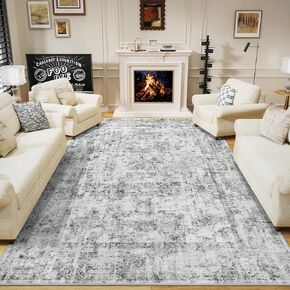 HOMORE Living Room Rug 5x7 Grey Rug for Bedroom Washable Area Rugs for Dining Room Non Slip Rugs for Kids Nursery Abstract Carpet for Farmhouse Dorm Classroom Apartment