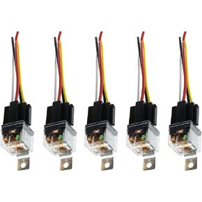 5 Pcs JD-2912 4 Pin DC 24V 80A Relay Multi-Purpose Automotive Relay Heavy Duty Standard Relay for Car Motor, Auto Universal Replacement Accessories with Harness