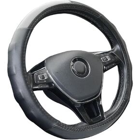Car Steering Wheel Cover,14.5-15 Inch Black Universal Microfiber Leather Covers Breathable Anti-Slip Odorless Steering Wheels Accessories for Men & Women