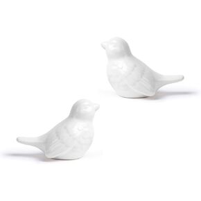 Small Bird Statue, 2-Pack 3.5 inch White Accent Small Knick Knacks Gifts, for Home Office Shelf Desk Coffee Table Decoration