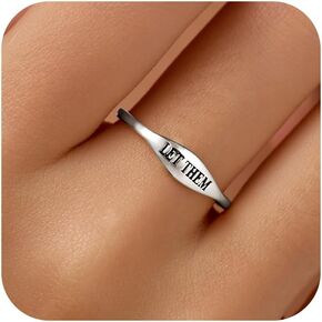 LET Them Ring for Women,Self Worth Motivation Ring for Men, 925 Real Silver Simple Carve Ring To Best Friends Inspirational Friendship 14K Plated Gold Band Ring Jewelry Gift for Christmas