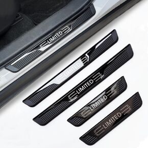 4Pcs Stainless Steel Car Door Sill Protector Trim Door Entry Guard Sill Waterproof Door Sill Scuff Plate Exterior Accessories Door Threshold Protection Universal for Car Truck SUV Black