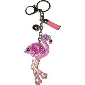 Popfizzy Bling Pink Flamingo Keychain for Women and Girls, Rhinestone Purse Charms, Flamingo Gifts, Flamingo Accessories