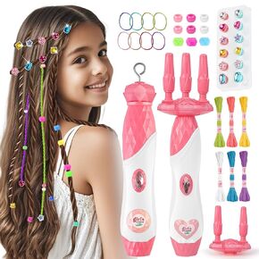 ألعاب صالون الشعر DIY للبنات ، آلة تجويف الشعر التلقائية وحبل Braider مع الملحقات ، أداة تصفيف الشعر للأطفال - عيد الميلاد وألعاب عيد الميلاد للفتيات 5 6 7 8 10-12