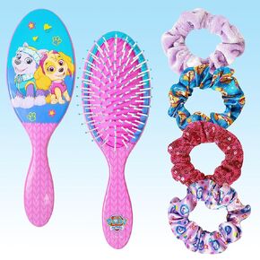 LUV HER Lilo & Stitch Hair Accessory 5 Pcs Set - 1 Regular 9 inch Stitch Hairbrush & 4 Scrunchies - Detangling Brush - Elastic Hair Ties Ropes for Girls, Ages 3+