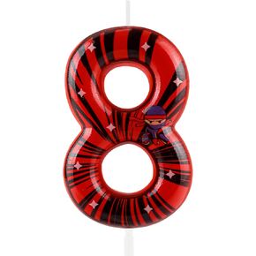 شمعة عيد ميلاد النينجا رقم 6 زخرفة الحفلات ، فنون القتال كاراتيه Kung Fu Warriors Candle for Boys Kids Cake Topper for Ninja موضوع عيد ميلاد لوازم حفلة عيد ميلاد