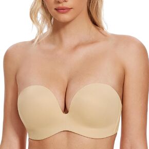 Wingslove Women's Strapless Full Figure Bra Wirefree Push Up Bras Multiway Contour Lift Up Red Carpet