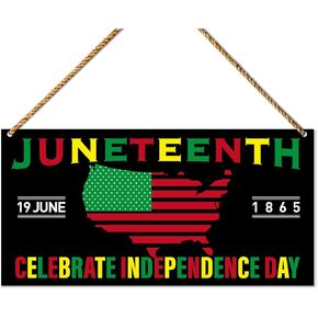 Juneteenth Sign Decor, June 19th 1865 Decoration African Afro American Emancipation Independence Day Freedom Day Decor for Home Porch Front Door Office Party Black History Month