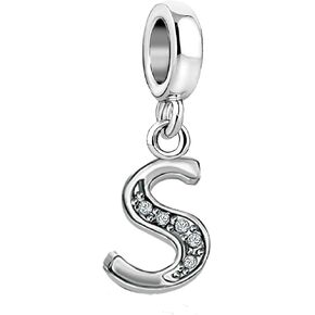 حرف متألقة السحر الأولي متوافق مع أساور Pandora Charms للنساء مجوهرات قلادة A-Z