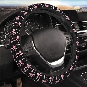 Pink Bow Steering Wheel Cover for Car 15inch Cute Car Accessories Women Girl