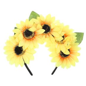 FRCOLOR Sunflower Headband for Women Daisy Flower Headband Sunflower Floral Crown Boho Hawaiian Wreath for Party Beach Womens Yellow