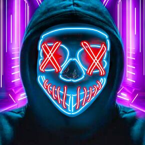 LED Mask Halloween Light Up Purge Mask Glow في الأزياء المخيفة المظلمة للبالغين الهالوين تأثيري هدية الرجال
