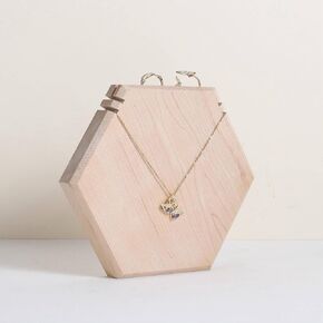 GemeShou Wood necklace holder stand, Retail hanging necklace organizer, Walnut necklace display stands for selling, jewelry stand necklace holder【Hexagon Necklace holder-Small】