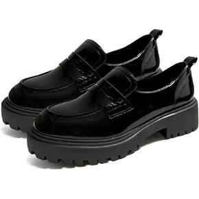 Women's Platform Chunky Loafers, Slip On Penny Loafers for Women, Lug Sole Business Casual Shoes for Dressy and Work