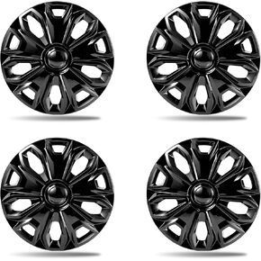 Premium Hubcaps Compatible with Ford Transit 150/250/350, 2015 2016 2017 2018 2019 2020 2021 2022 2023 2024, Set of 4 16-inch Wheel Covers, 5-Y-Spoke (Glossy Black 16 inch)