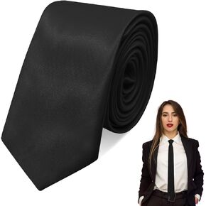 Womens Tie, Black/Red/Pink Tie for Women, Self Womens Ties for Uniform/Shirt
